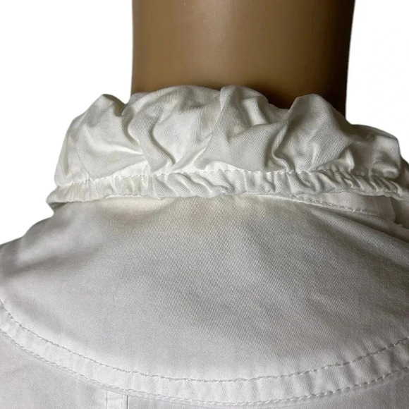 Cotton double breasted white trench coat,size 8. casual,career,vtg,Y2K, EC - Picture 10 of 14